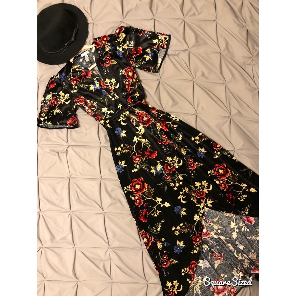 Love, Fire Crushed Velvet Wrap Dress NWOT